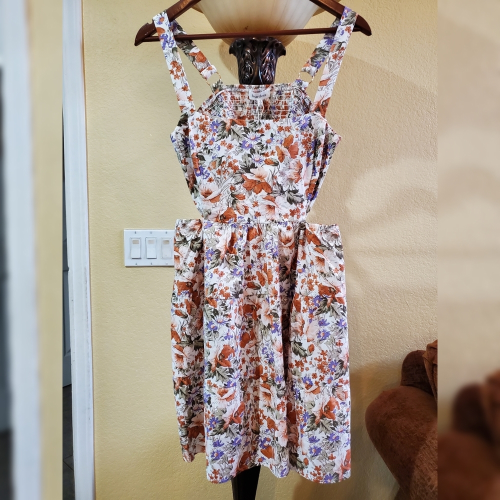 Heartloom S Blue and warm brown flower Dress